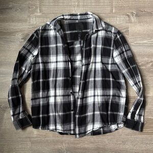 H&M Black and White Plaid Button-Down Shirt